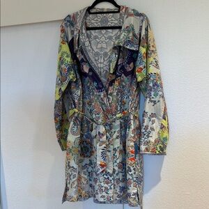 Johnny Was Colorful Floral Trench Coat